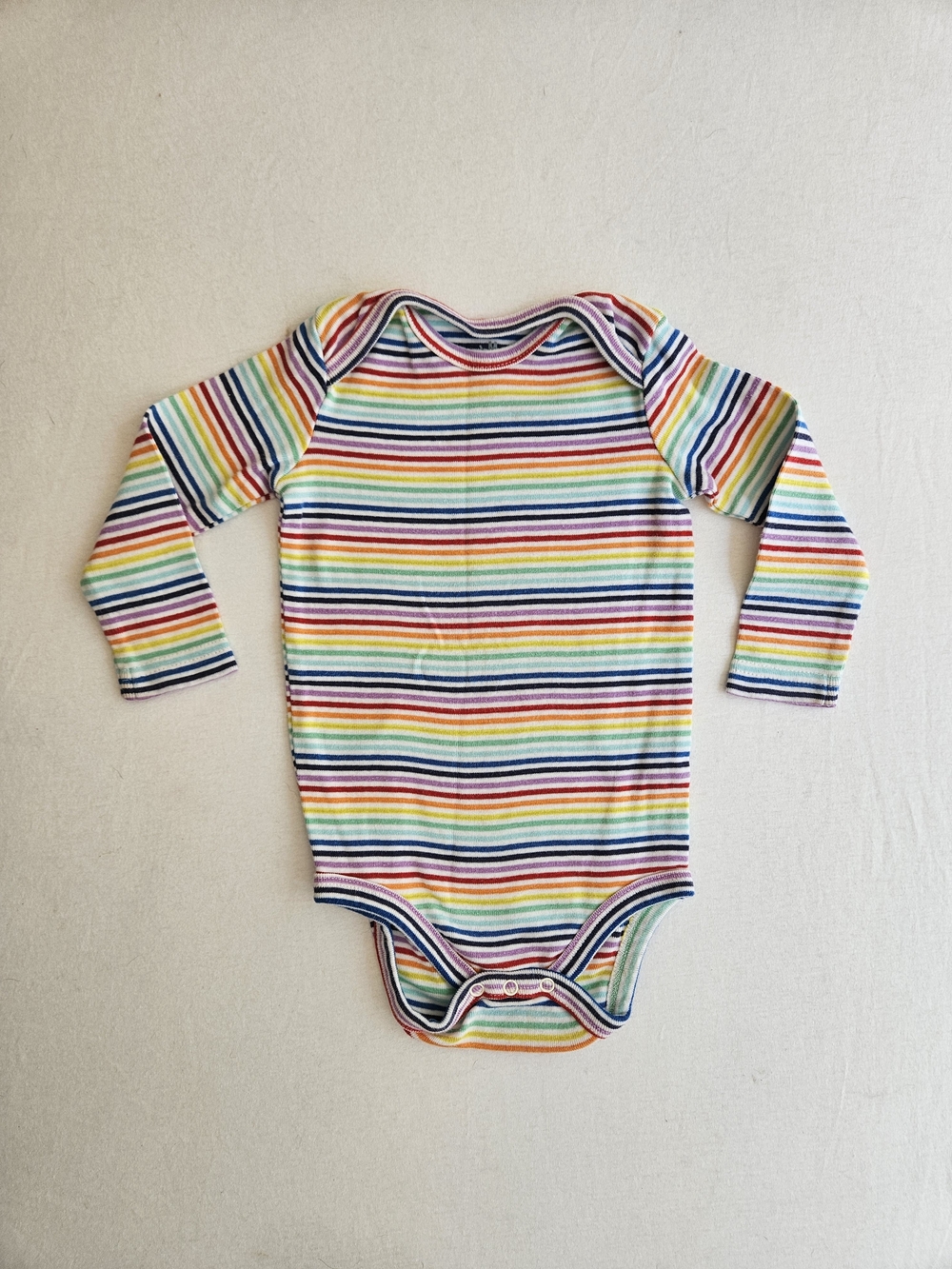 Primary Rainbow Stripe Organic Cotton Long Sleeve Baby Bodysuit